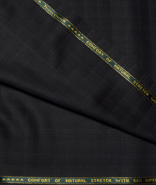 Raymond Exotic Super 100's Checks 52% Merino Wool Stretchable Suiting Fabric (Black & Grey)