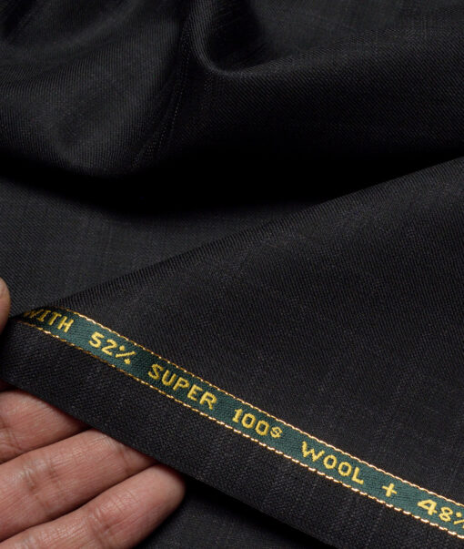 Raymond Exotic Super 100's Checks 52% Merino Wool Stretchable Suiting Fabric (Black & Grey)