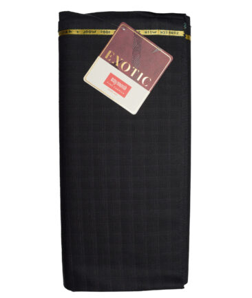 Raymond Exotic Super 100's Checks 52% Merino Wool Stretchable Suiting Fabric (Black & Grey)