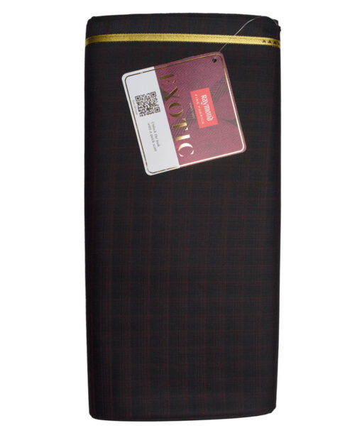 Raymond Exotic Super 100's Checks 52% Merino Wool Stretchable Suiting Fabric (Black & Wine)