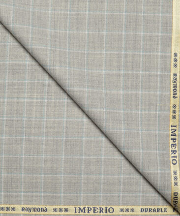 Raymond Super 90's Checks 25% Merino Wool Suiting Fabric (Light Grey)