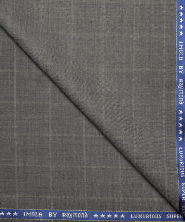 Raymond Super 100's Checks 50% Merino Wool Suiting Fabric (Grey)