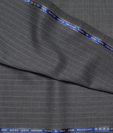 Raymond Super 120's Striped 70% Merino Wool Suiting Fabric (Worsted Grey)