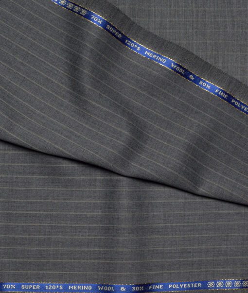 Raymond Super 120's Striped 70% Merino Wool Suiting Fabric (Worsted Grey)