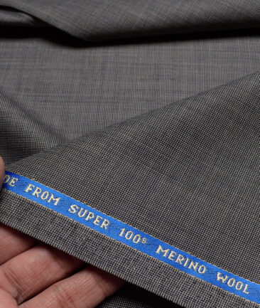 Raymond Exotic Men's 35% Wool Structured Super 100's  Unstitched Suiting Fabric (Grey) - Image 2