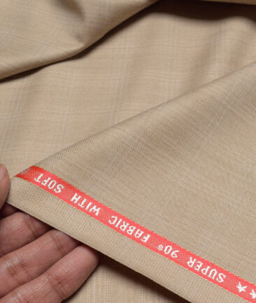 Raymond Super 90's Checks 27% Merino Wool Suiting Fabric (Beige)