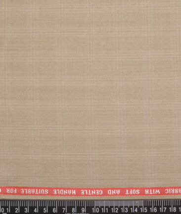 Raymond Super 90's Checks 27% Merino Wool Suiting Fabric (Beige)