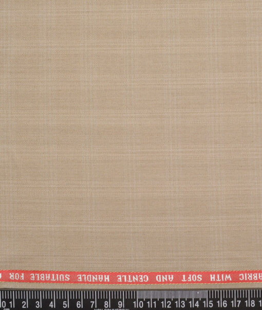 Raymond Super 90's Checks 27% Merino Wool Suiting Fabric (Beige)