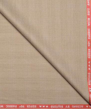 Raymond Super 90's Checks 27% Merino Wool Suiting Fabric (Beige)