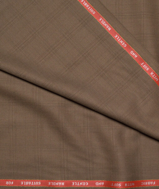 Raymond Super 90's Checks 27% Merino Wool Suiting Fabric (Brown)