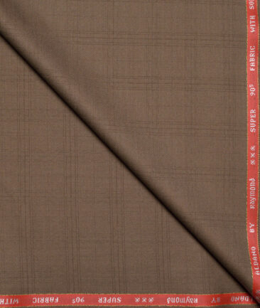 Raymond Super 90's Checks 27% Merino Wool Suiting Fabric (Brown)