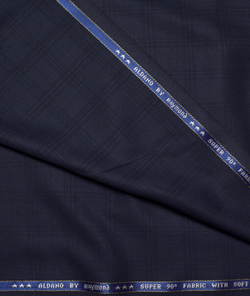 Raymond Super 90's Checks 27% Merino Wool Suiting Fabric (Dark Blue)
