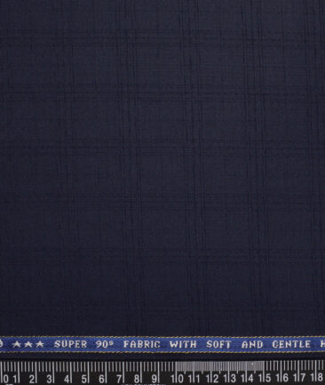Raymond Super 90's Checks 27% Merino Wool Suiting Fabric (Dark Blue)