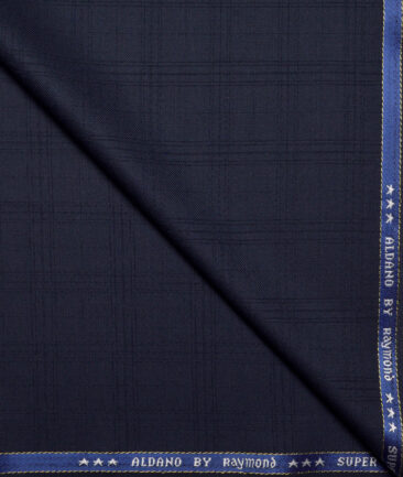 Raymond Super 90's Checks 27% Merino Wool Suiting Fabric (Dark Blue)