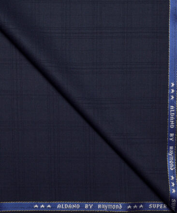 Raymond Super 90's Checks 27% Merino Wool Suiting Fabric (Dark Blue)