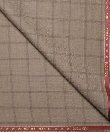 Raymond Super 70's Checks 35% Merino Wool Suiting Fabric (Light Brown)