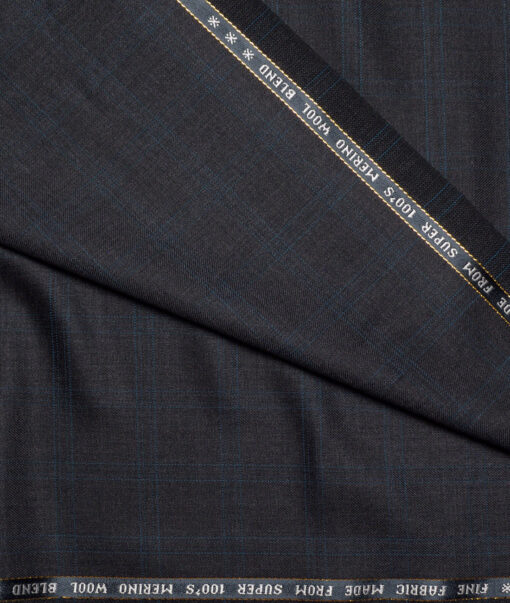 Raymond Super 100's Checks 45% Merino Wool Suiting Fabric (Dark Grey)