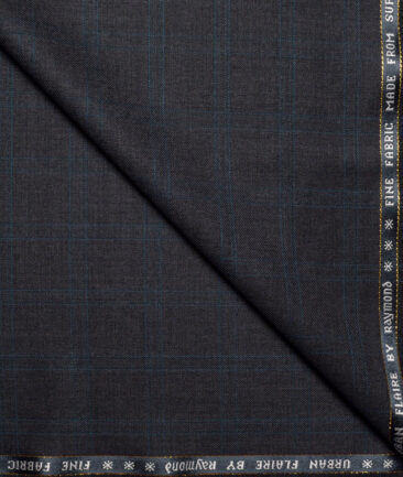 Raymond Super 100's Checks 45% Merino Wool Suiting Fabric (Dark Grey)