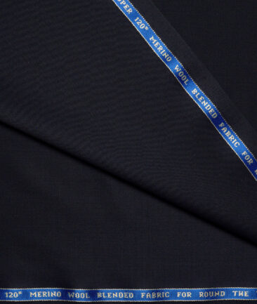Raymond Super 120's Solids 45% Merino Wool Suiting Fabric (Dark Navy Blue)