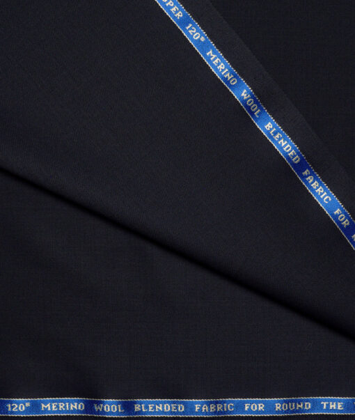 Raymond Super 120's Solids 45% Merino Wool Suiting Fabric (Dark Navy Blue)