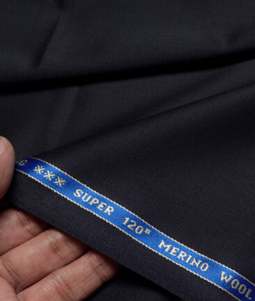 Raymond Super 120's Solids 45% Merino Wool Suiting Fabric (Dark Navy Blue)