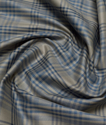 Soktas  Giza Cotton Checks Shirting Fabric (Light Brown)