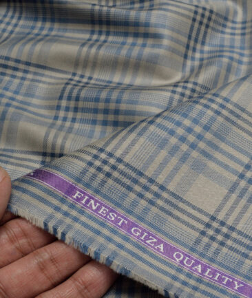 Soktas  Giza Cotton Checks Shirting Fabric (Light Brown)