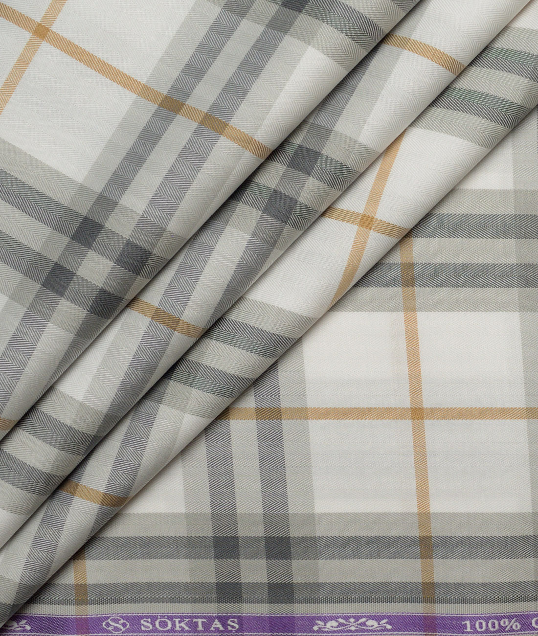 Soktas Giza Cotton Checks Shirting Fabric (White & Grey) Soktas Giza Cotton Checks Shirting Fabric (White & Grey)