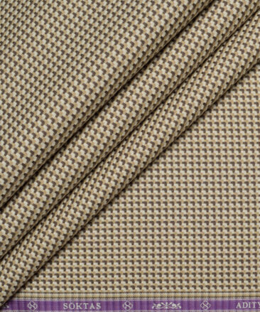 Soktas  Giza Cotton Structured Shirting Fabric (Beige & Brown)