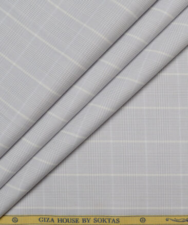 Soktas  Cotton Tencel Checks Shirting Fabric (Grey)