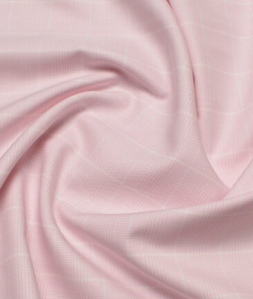 Soktas  Cotton Tencel Checks Shirting Fabric (Pink)