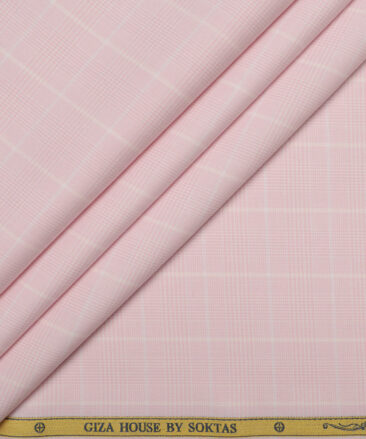 Soktas  Cotton Tencel Checks Shirting Fabric (Pink)