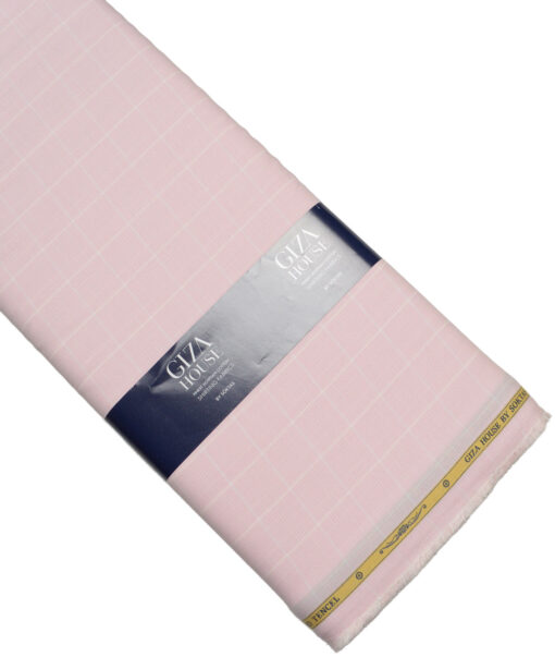 Soktas  Cotton Tencel Checks Shirting Fabric (Pink)