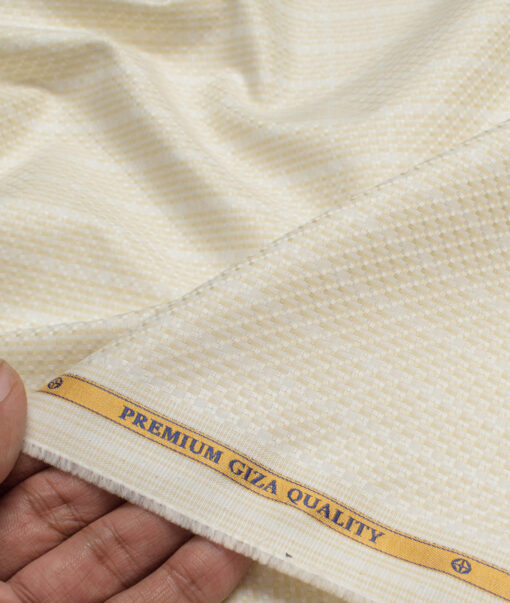 Soktas  Giza Cotton Checks Shirting Fabric (Cream)