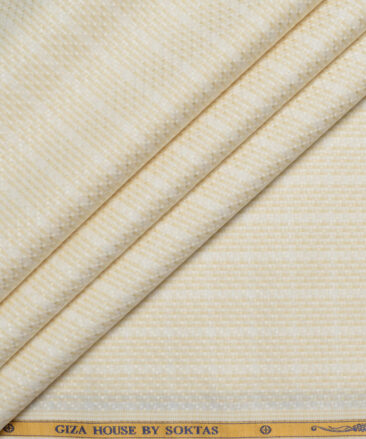 Soktas  Giza Cotton Checks Shirting Fabric (Cream)