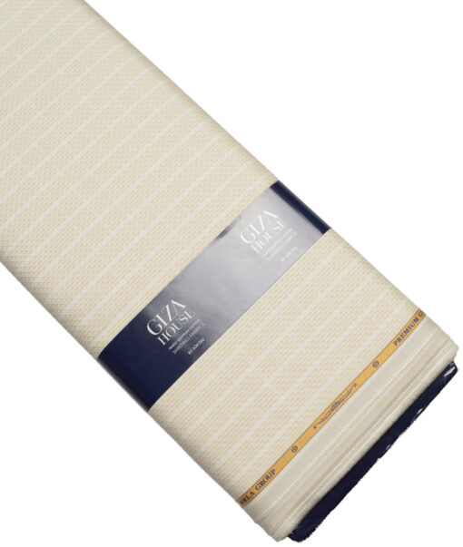 Soktas  Giza Cotton Checks Shirting Fabric (Cream)