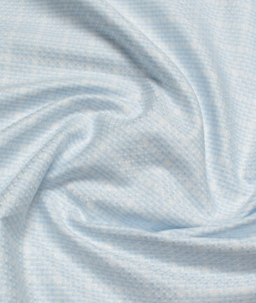 Soktas  Giza Cotton Checks Shirting Fabric (Sky Blue)