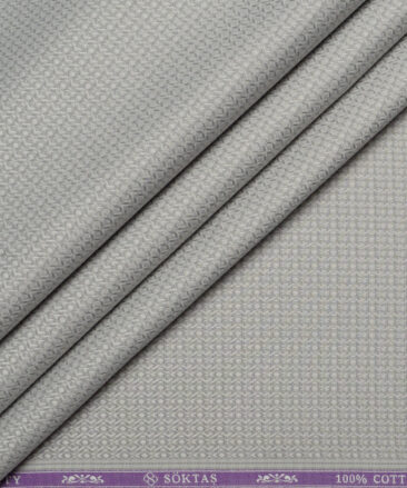 Soktas  Giza Cotton Structured Shirting Fabric (Light Grey)