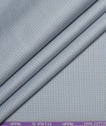 Soktas  Giza Cotton Structured Shirting Fabric (Light Blue)