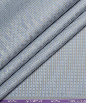 Soktas  Giza Cotton Structured Shirting Fabric (Light Blue)