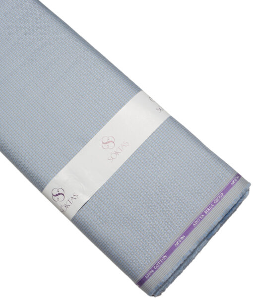 Soktas  Giza Cotton Structured Shirting Fabric (Light Blue)