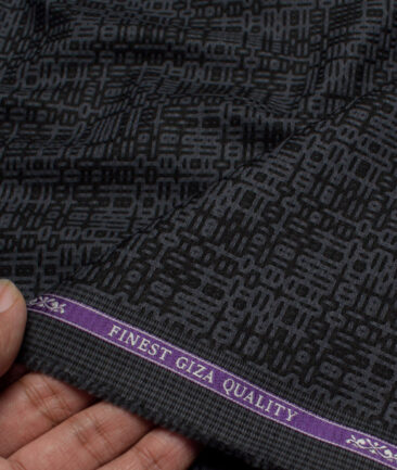 Soktas  Giza Cotton Self Design Shirting Fabric (Black)