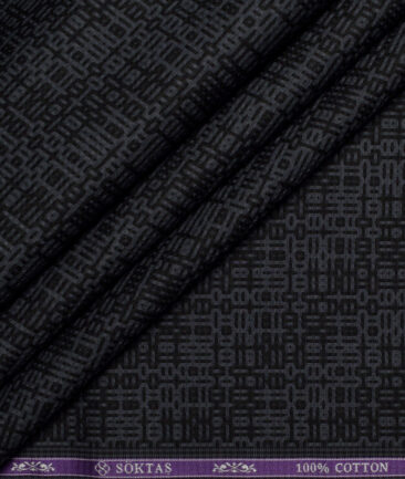 Soktas  Giza Cotton Self Design Shirting Fabric (Black)