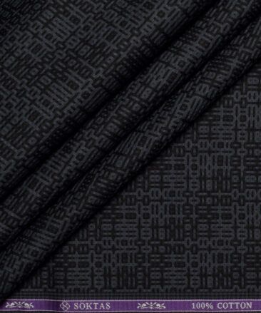 Soktas  Giza Cotton Self Design Shirting Fabric (Black)