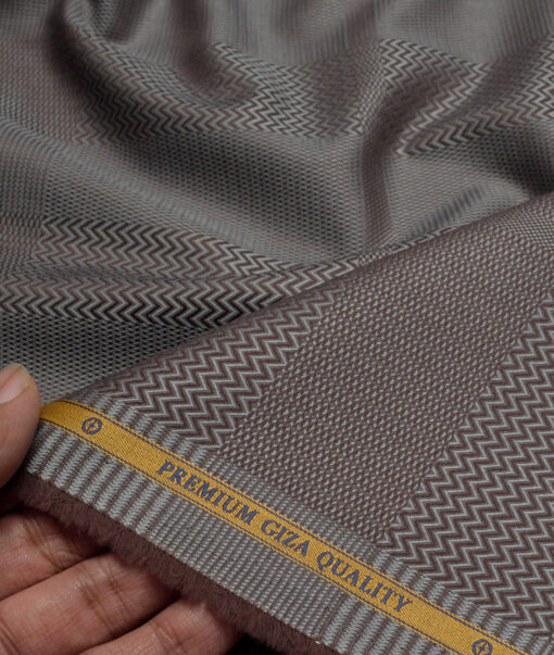 Soktas  Giza Cotton Self Design Shirting Fabric (Brown)