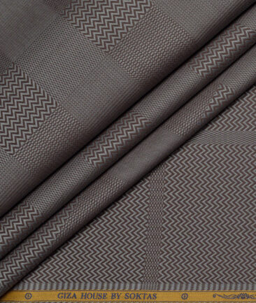 Soktas  Giza Cotton Self Design Shirting Fabric (Brown)