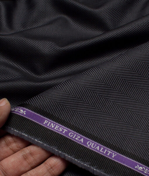 Soktas  Giza Cotton Striped Shirting Fabric (Dark Grey)