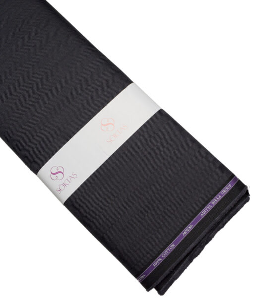 Soktas  Giza Cotton Striped Shirting Fabric (Dark Grey)