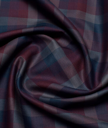 Soktas  Giza Cotton Checks Shirting Fabric (Maroon)