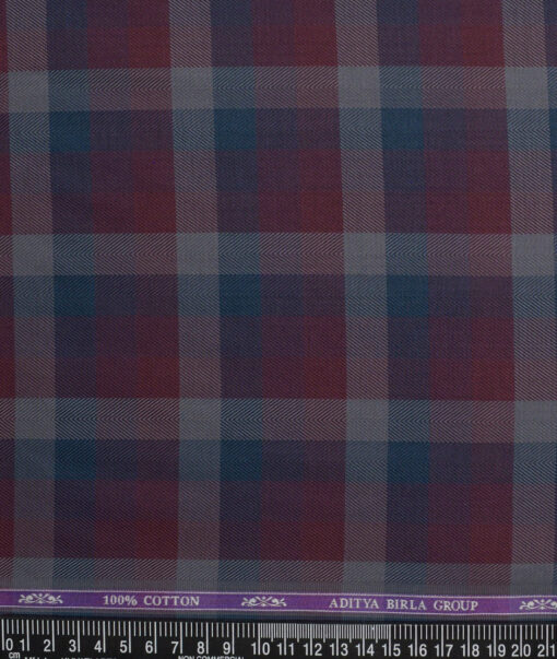 Soktas  Giza Cotton Checks Shirting Fabric (Maroon)